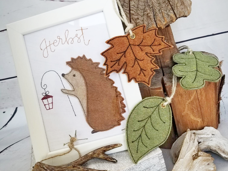 Preview: Igel mit Laterne - doodle Stickdatei